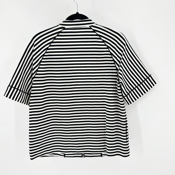 Lafayette 148 black white full zip half sleeve office preppy jacket size M - Picture 2 of 8